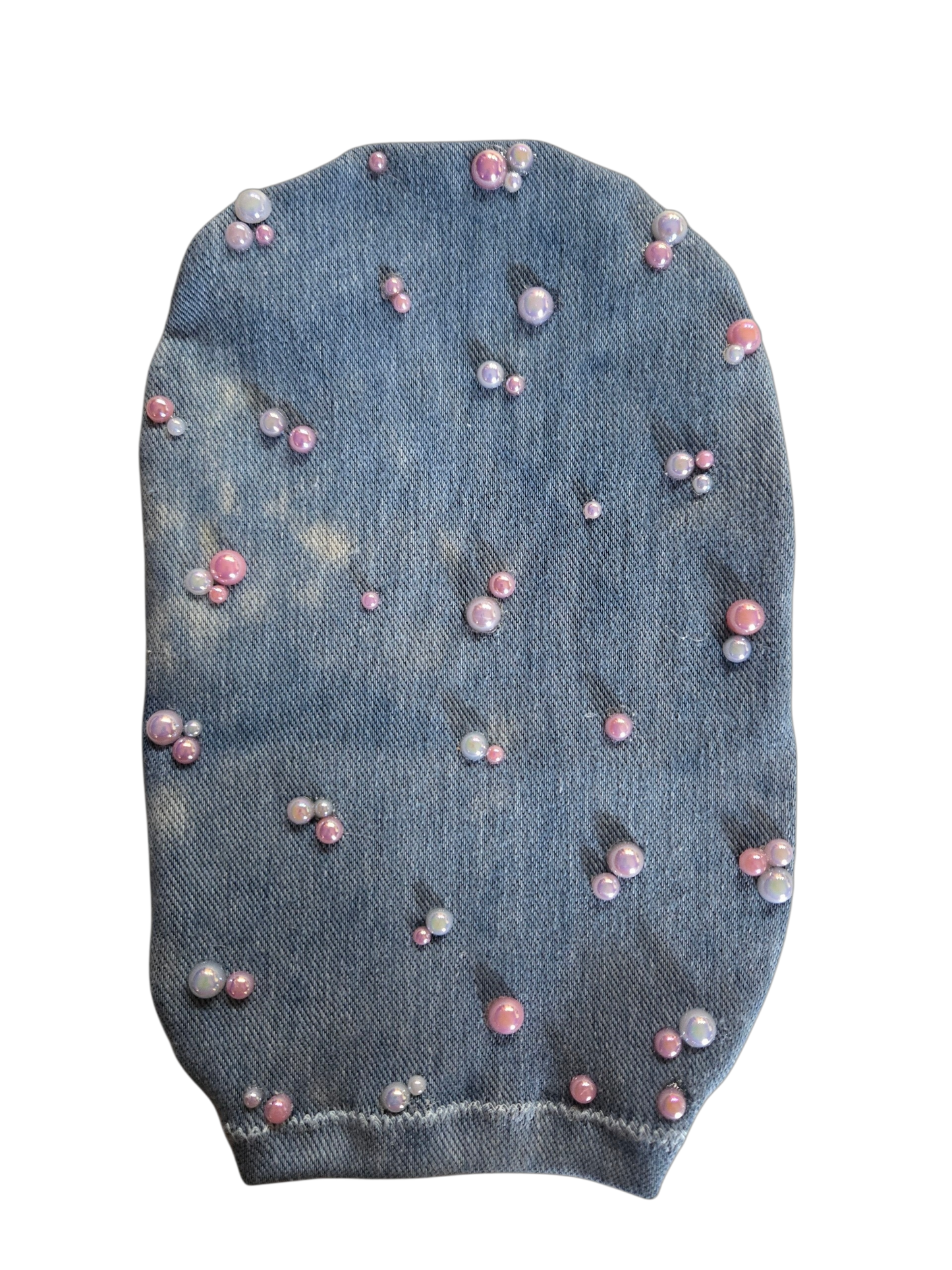 CUSTOMIZED STRETCH DENIM ADULT AND PEDIATRIC OSTOMY BAG COVER WITH PEARL DESIGN