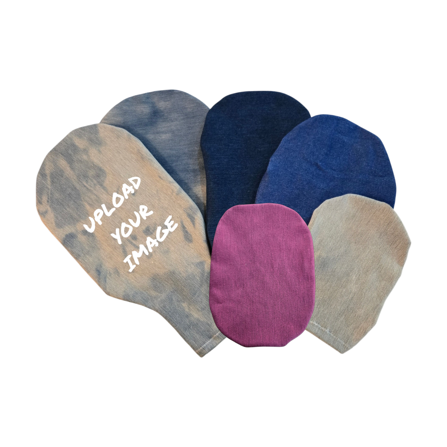 ADULT AND PEDIATRIC CUSTOMIZED STRETCH DENIM OSTOMY BAG COVER PLAIN OR FOR YOUR UPLOADED IMAGE