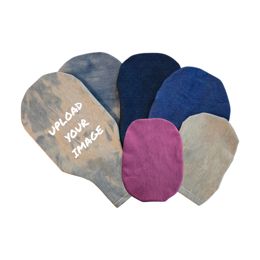ADULT AND PEDIATRIC CUSTOMIZED STRETCH DENIM OSTOMY BAG COVER PLAIN OR FOR YOUR UPLOADED IMAGE